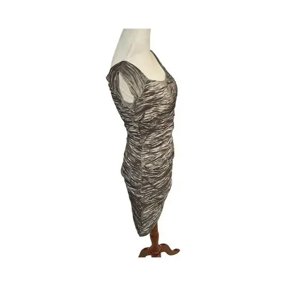 Alex Evenings Pewter Metallic Bandage Sheath Dress Size 10